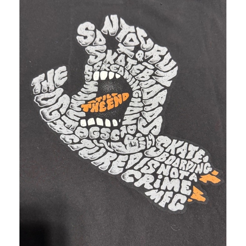 Santa Cruz Screaming Hand Graphic Tee Mens XL Black Skateboarding